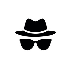 a man face with hat and sunglass vector silhouette