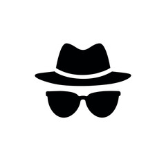 a man face with hat and sunglass vector silhouette