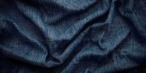 Dark Blue Denim Fabric Texture Background with Natural Cotton Closeup. Concept Textile Photography, Denim Fabric, Cotton Closeup, Blue Texture, Background Image