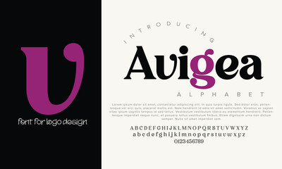 Avigea vector alphabet font for logo design