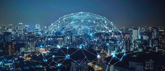 Naklejka premium Modern Technology Concept: Digital technology, internet network connection, futuristic innovation technology