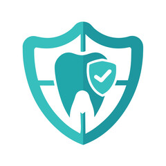 A strong Teeth logo vector art illustration, a Strong teeth with protection vector logo