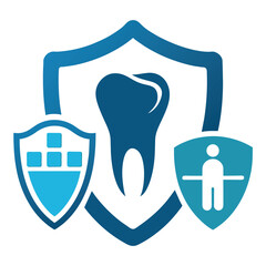 A strong Teeth logo vector art illustration, a Strong teeth with protection vector logo