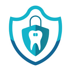 A strong Teeth logo vector art illustration, a Strong teeth with protection vector logo