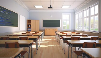 The interior of classroom (3D rendering) 