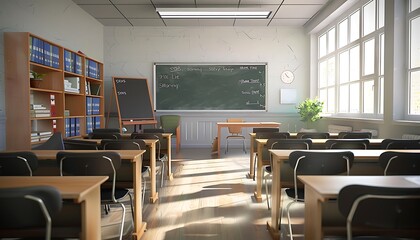 The interior of classroom (3D rendering) 