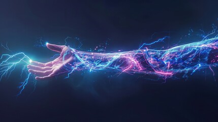 Digital hand with electrical energy flow