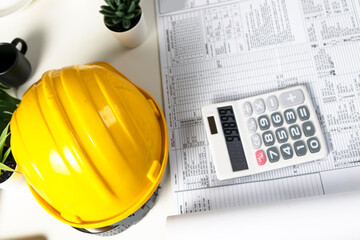 Engineers sit and work on building design and system work.,construction work safety,construction...