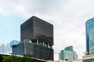 Morning view of tall buildings and large buildings in the heart of the city. business buildings in big cities