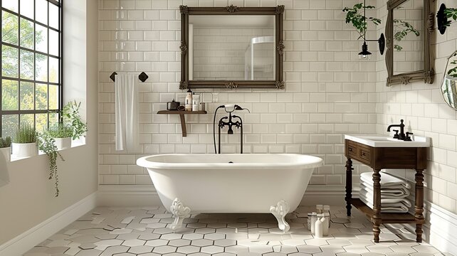 Experience the timeless charm of a classic American bathroom featuring a porcelain pedestal sink. The elegant design and classic elements evoke a sense of traditional beauty