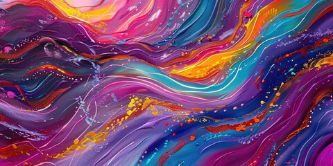 Cascading waves of color merging and diverging, creating a mesmerizing abstract composition that captures the essence of a joyous celebration in motion.