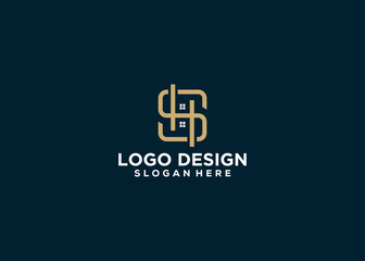 Letter SH logo with home logo Vector design template