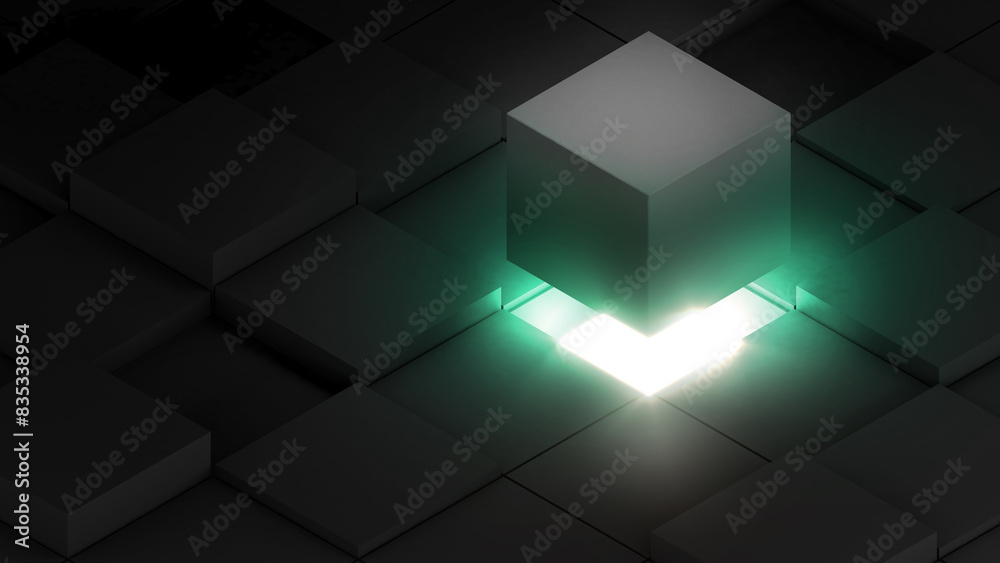 Poster abstract technology background image black digital box shape with light ,science and technology conc