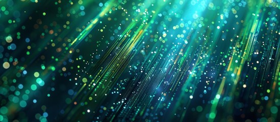 Fototapeta premium Glowing green and blue light beams in a futuristic digital space