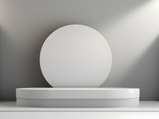 Minimalist podium for product, 3d white stage with product stand, podium for product presentation, 3D scene Background to display products