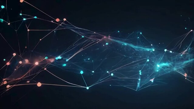 Abstract illustration background motion transformation with flickering light on plexus pattern of future innovation technology digital - Generative Ai