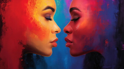 Abstract drawing depicting human kindness, understanding and harmony between people.