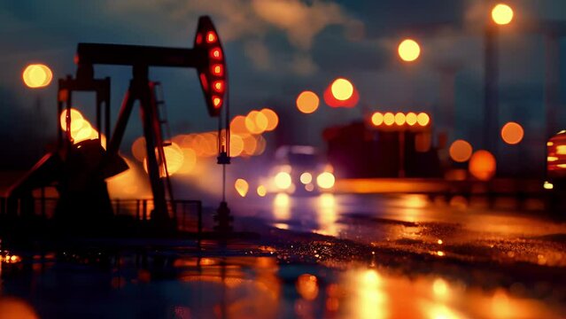 As trucks come and go transporting the extracted oil the pump jacks remain constant never faltering in their task.