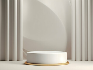 Minimalist podium for product, 3d white stage with product stand, podium for product presentation, 3D scene Background to display products