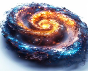 Vibrant swirling galaxy art with bright colors and detailed star formations, resembling a cosmic vortex against a dark, ethereal background.