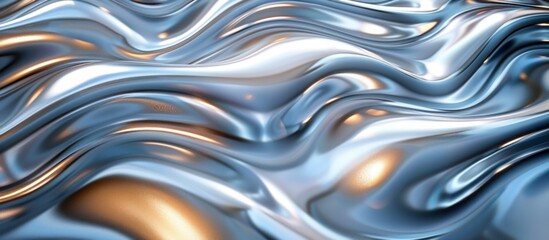 Smooth flowing metallic liquid texture with golden highlights