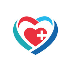 Minimal and simple medical logo concept vector art illustration,  a heart shape medical logo