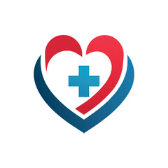 Obraz premium Minimal and simple medical logo concept vector art illustration, a heart shape medical logo