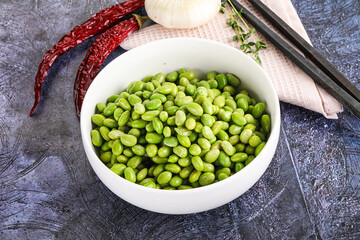 Bowl of delicious edamame beans