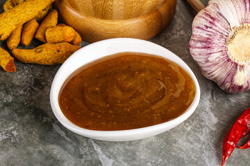 Indian curry sauce in the bowl