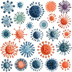 Minimalist COVID-19 Virus Icon Set in Vector Art Style for Modern Designs