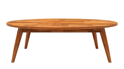 a sleek wooden coffee table on an isolated transparent background PNG