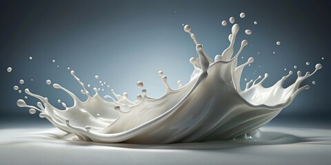 White milk wave splash with splatters and drops on background, milk, splash, wave, white, liquid, drink, dairy, fresh,cutout, isolated, macro, close-up, texture, cream, food, beverage
