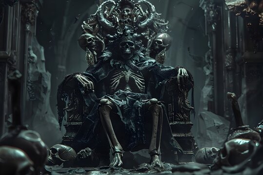 Fantasy Demon King on Bone Throne