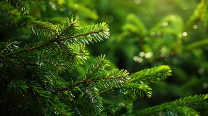 Green branches of fir trees serve as a backdrop - Powered by Adobe