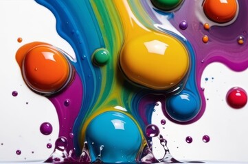 Obraz premium Vibrant Watercolor Drop, Captured as Splash on White Background.