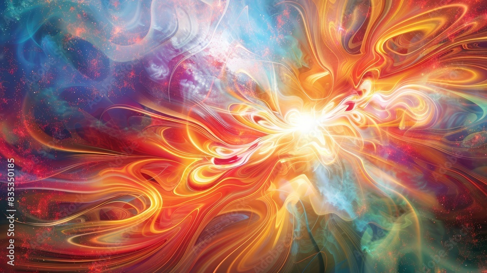 Wall mural a vibrant burst of colors against a canvas of swirling, ethereal patterns, creating a captivating im