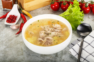 Homemade chicken soup with vegetables
