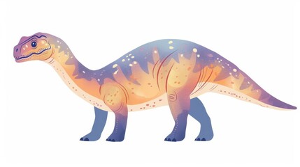 Naklejka premium Colorful Dinosaur with Gradient Pattern - Fantasy Illustration Against White Background