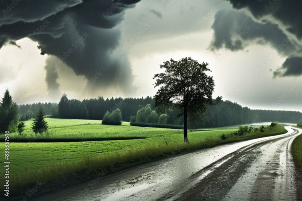 Canvas Prints clouds over the road