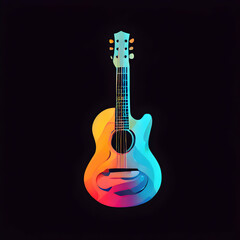 Fototapeta premium simple guitar logo vector with abstract colors