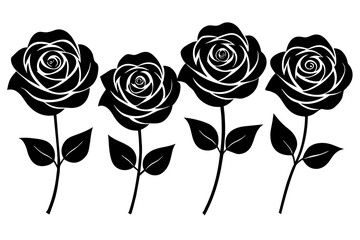 rose flower set silhouette vector illustration