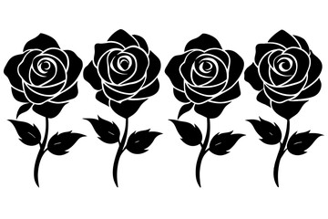 rose flower set silhouette vector illustration