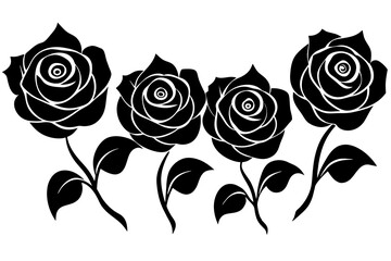 rose flower set silhouette vector illustration