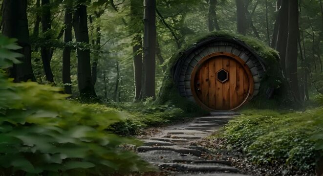 Highquality image of an elf house in a forest setting. Concept Fantasy, Nature, Elf House, Forest, High Quality