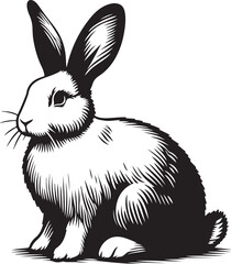 Rabbit  vector, silhouette style and white background.