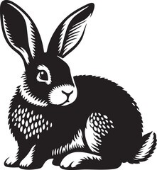 Rabbit  vector, silhouette style and white background.
