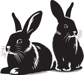 Rabbit  vector, silhouette style and white background.