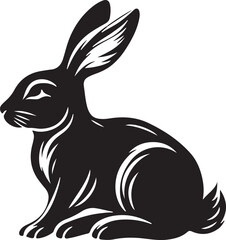 Rabbit  vector, silhouette style and white background.