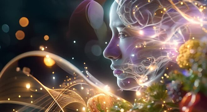 An AIpowered virtual nutritionist offers personalized dietary recommendations based on genetic profiles. Concept Virtual Nutritionist, AI Technology, Dietary Recommendations, Genetic Profiles