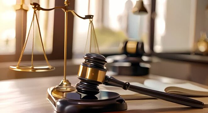 Stock market legal concept with gavel judge and law scale. Concept Stock Market Regulations, Legal Compliance, Financial Litigation, Securities Law, Compliance Enforcement,